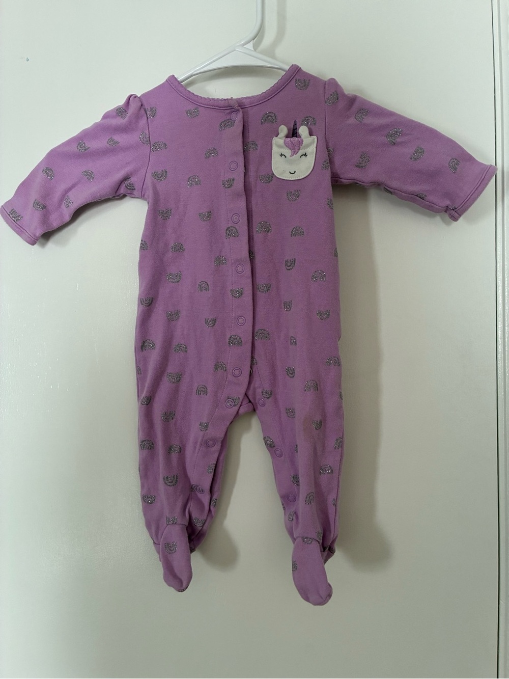 Purple Unicorn Footed One-Piece Pajamas for Baby